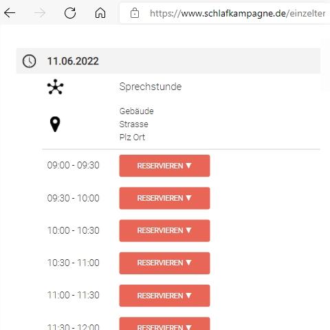 Screenshot Einzeltermine