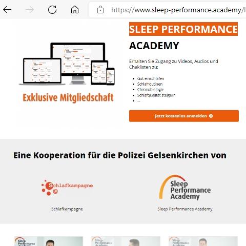 Screenshot Sleep Performance Academy